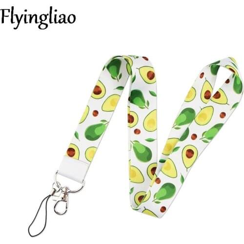 Avocado fruit Lanyard Keys Phone Holder Funny Neck Strap With Keyring ID Card DIY Animal webbings ribbons Hang Rope
