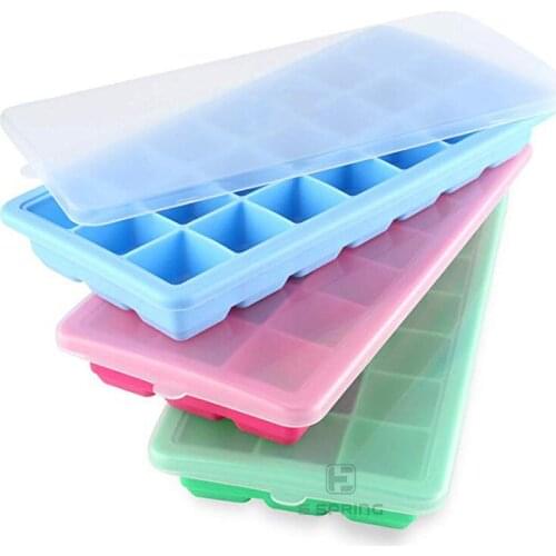 Odor-proof 21-cell silicone ice mold with lid 21-cell silicone childrens food supplement box with lid 33mm large ice cube mold