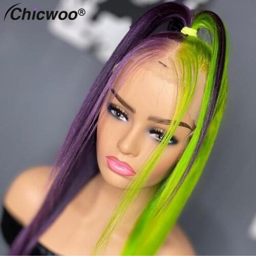 Blue Green Short Bob Wig Lace Front Human Hair Brazilian Hair HD Transparent Lace Wigs T Part Lace Wig Human Hair Wigs Ombre Wig