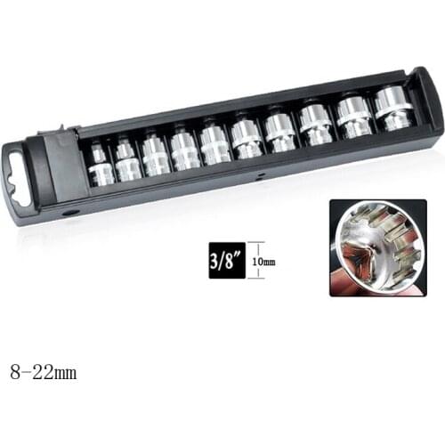 10 Pcs/set 3/8" 8-22mm Universal 12 Tooth Socket Wrench Head Inner Hexagon Spanner Allen Head Auto Repair Tools