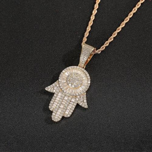 Ancient Fatima Hamsa Hand Lucky Necklace Hip Hop Retro Pendant Jewelry