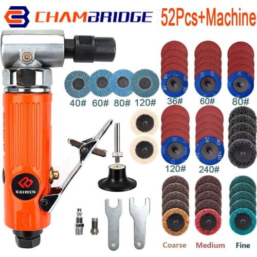Micro Air Angle Die Grinder 90 Degree Pneumatic Grinding Grinder Polisher with 2inch Grinding Disc Power Tools Engraving Kits