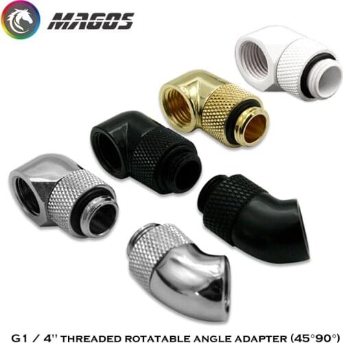 360 Rotatable Angled Adapter, 45 90 Degree Elbow, 360 Rotary Hand Compression Connector G1/4'' 3 Colors