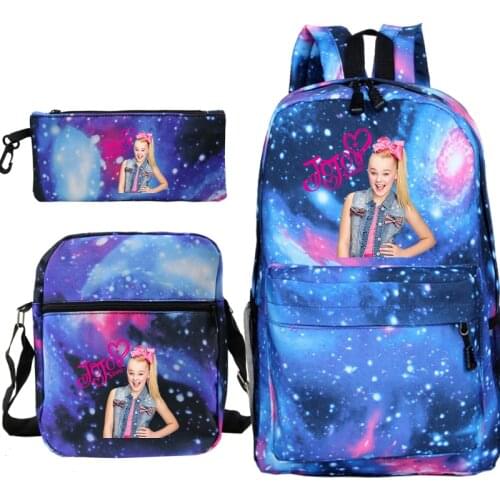 Female Casual School Three-piece Bag Set Student Shoulder Schoolbag Jojo Siwa Travel Backpack With Pen Bags and MessengerBag