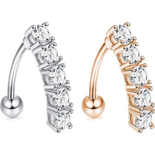 2Pcs 2021 New Fashion Belly Button Ring Unipue Zircon Belly Piercing Jewelry for Women Sexy Stainless Steel Navel Button Earring