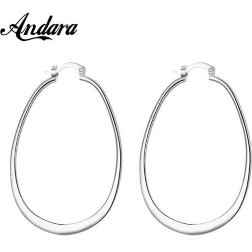 Hot Sale 925 Sterling Silver Simple U Shaped Hoop Earrings For Women Fashion Jewelry Wedding Accessories