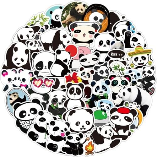 50PCS Cute Panda Cartoon Stickers DIY Skateboard Fridge Phone Guitar Motorcycle Laptop Luggage Animal Sticker Decal for Kid Toy