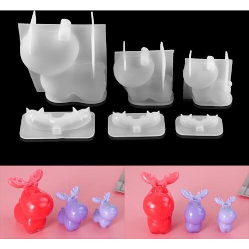 2 Sizes 3D Elk Resin Silicone Mold Animal Pendant Epxoy Resin Mould for DIY Crafts Christmas Ornaments Home Decoration