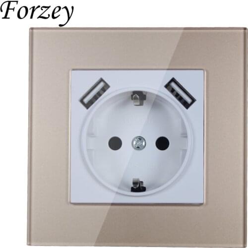 2019 new USB Wall Socket Free shipping Double USB Port 5V 2A Usb Gold color acrylic patch frame high quality usb outlet FDG-02