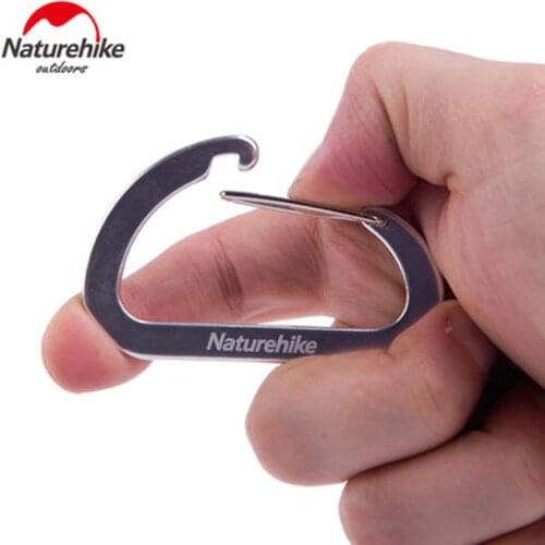 8 Pcs Naturehike Flat D Shape Camping Carabiner Aluminum Survival Camping Equipment EDC Paracord Buckles Hooks Key Chain 6.5cm
