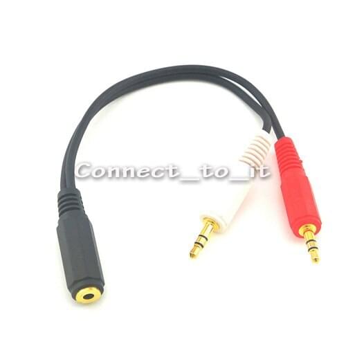 5 pcs/lot 3.5mm Female to 2 Male connector adapter Y Splitter Audio Earphone Headphone Extension Cable