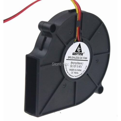 50 pcs/lot Gdstime 3Pin 12V 75mm 75x15mm Small DC Brushless Cooling Blower Fan for Computer PC Case