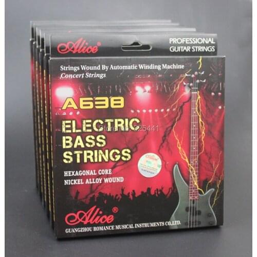 6 Sets A638(4)-L Hexagonal Core Nickel Alloy Wound Gold Plated Ball End Electric Bass 4 Strings (.040 .060 .075 .095) inch