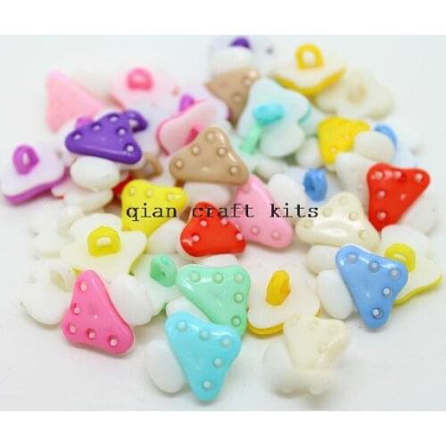 800pcs Rainbow Colorful Mushroom Children Plastic Sewing On Buttons Set 16mm combined kawaii plastic buttons