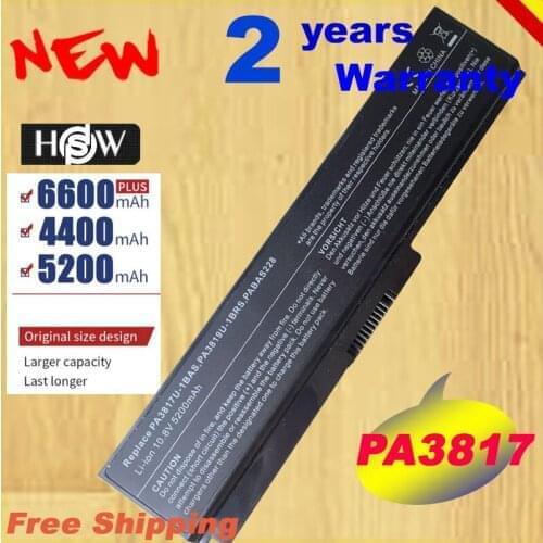 HSW 6 Cells 4400MAH Battery For Toshiba PA3817U-1BRS PA3817 PA3818U-1BRS PA3817U For Satellite L745 L740 L655 fast shipping