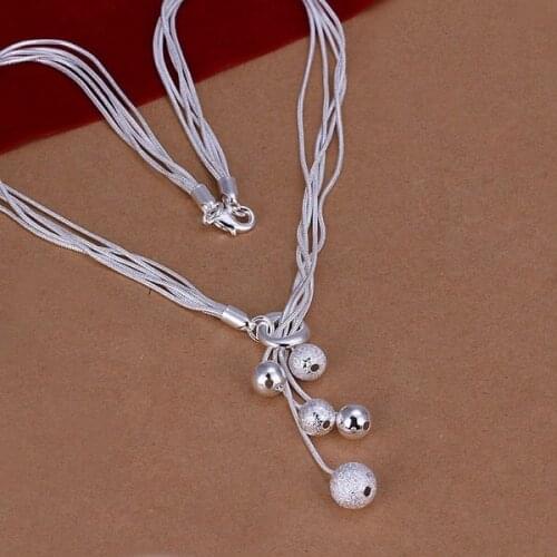 Free Shipping!!Wholesale silver plated Necklaces & Pendants,925 jewelry silver,Light Sand Bead Necklace SMTN222