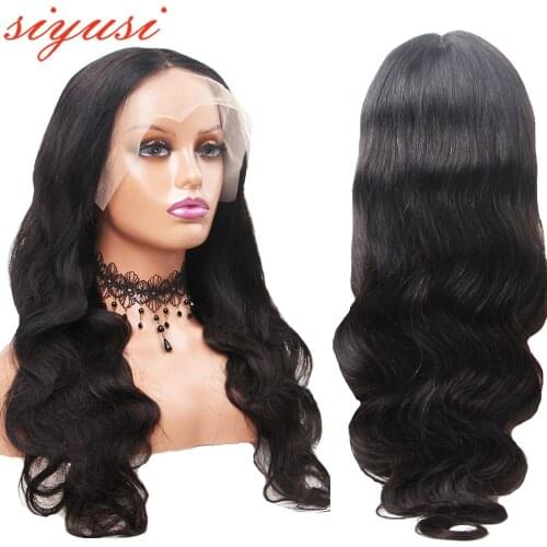 Brazilian Human Body Wave Lace Front Wig For Women Natural Black 13x4*1 Lace Closure Wigs T Part Siyusi Remy Lace Wigs