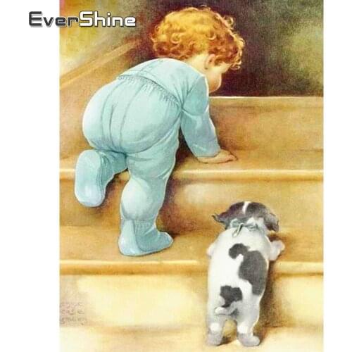 Evershine Diamond Painting Kids Rhinestone Pictures Diamond Embroidery Portrait Full Set Cross Stitch Mosaic Diamond Craft Kit