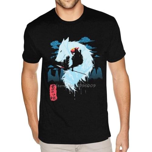 Round Collar Princess Mononoke Hime T Shirt T-Shirt Men Cotton T Shirt Hip Hop Tees Tops Tshirt Harajuku Streetwear