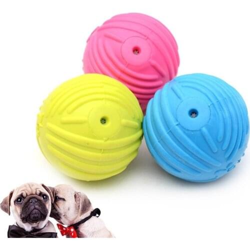Pet Dog Toys Molar Bite-resistant Ball Dog Toy Interactive Rubber Chew Toys Squeak Training Durable Playing Balls For Dogs