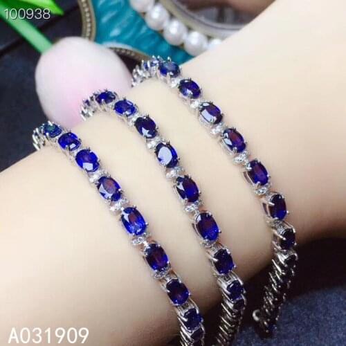 KJJEAXCMY boutique jewelry 925 sterling silver inlaid Natural sapphire female Bracelet support detection trendy