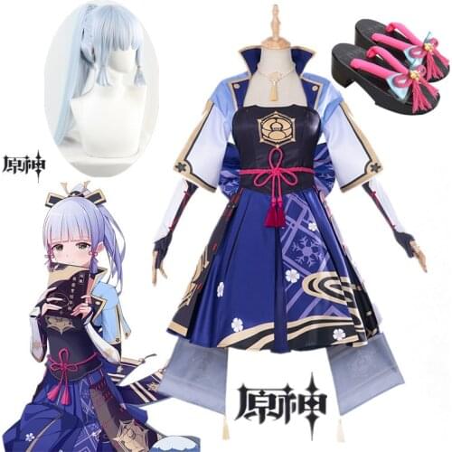 Hot Game Genshin Impact Kamisato Ayaka Cosplay Costume Carnival Halloween Costumes Women Party Sexy Dress Uniform Cartoon Outfit