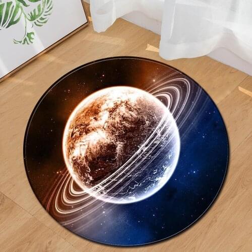 Round Carpet Bedroom Living Room Starry Sky Print Kids Room Decorative Rug Home Bedside Rugs Chair Floor Mats Hallway