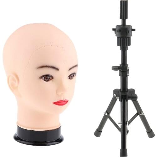 Female Mannequin Manikin Head Hair Wig Glasses Hat Display Massage Practice Model with Black Tripod Stand