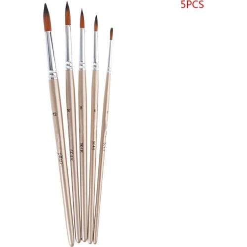 5pcs Paint Brush Set Nylon Hair Professional Artist Watercolor Acrylic Painting Y51A