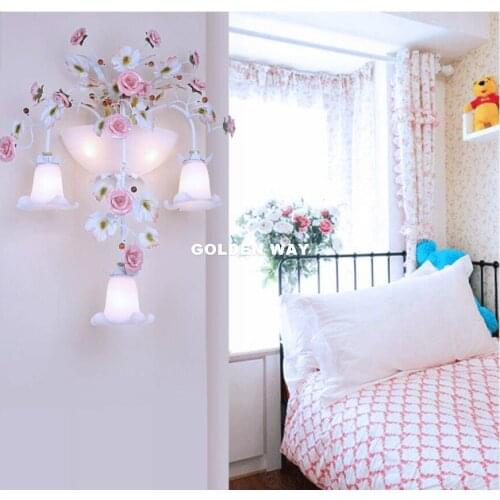 Country Side Floral Flower Rose Wall Lamps W57 H80cm Wall Lights for Living Room Home Indoor Lighting Wall Sconces Bedroom Lamp