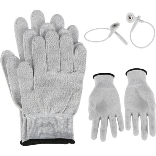 1 Pair Massage Electrode Gloves New Conductive Electrode Massage Therapy Gloves Therapy Hand Massager Electrotherapy Lead Wires