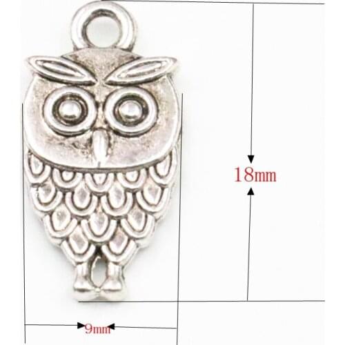 Charms 20PCS Tibetan Silver-color Owl Pendant Beads for Jewelry Making DIY Necklace Bracelet 9x18mm Craft Spacer Finding A303