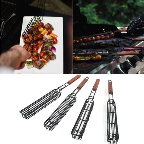 Portable BBQ Grilling Basket Stainless Steel Nonstick Barbecue Grill Basket Tools Grill Mesh for Meat Hamburger BBQ Tools