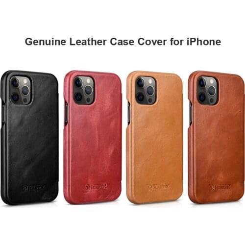 Business Genuine Leather Shockproof Phone Case for iPhone 11 12 Pro Max Flip Retro Cover for iPhone 12 Mini Thin Back Cover
