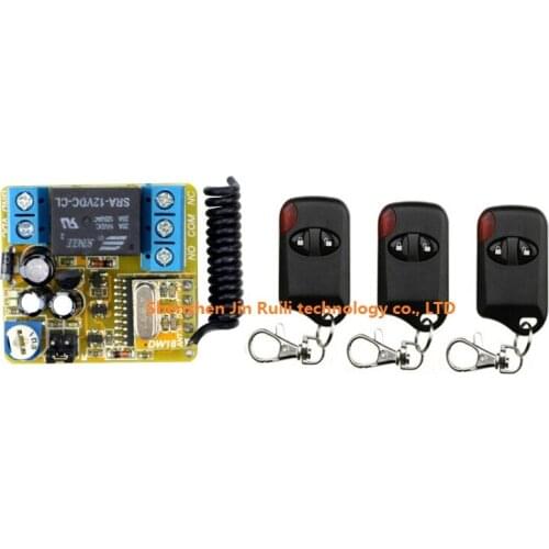 NEW DC12V 1CH 10A Remote Control Garage Door RF Wireless Time delay Remote Control Switch System 3X Transmitter + 1 X Receiver