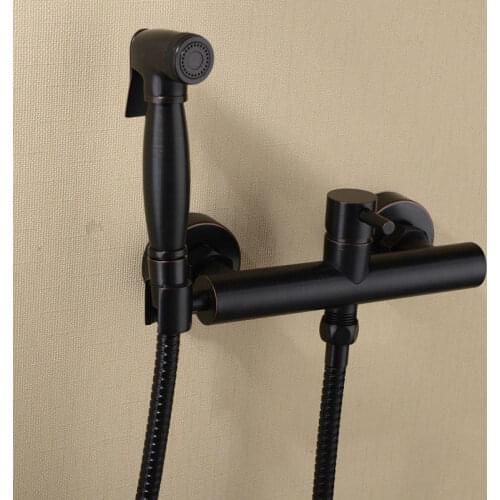 Hot and Cold Toilet Bidet Sprayer, Wall Mounted Baby Cloth Diaper, Hand Held Shattaf Douche Kit, Brass, Oil Rubbed Bronze