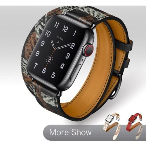 Double Tour Watch Strap Heme Genuine Leather Wrist Band For Apple Watch For Apple Watch Series 6 5 4 3 Watchband 38/42mm 40/44mm