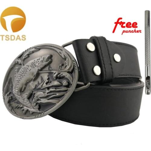 Retro Oval Belt Buckle With Pin Buckles Silver Plating Fish Belt Buckle Mens New Year Gift Buckle