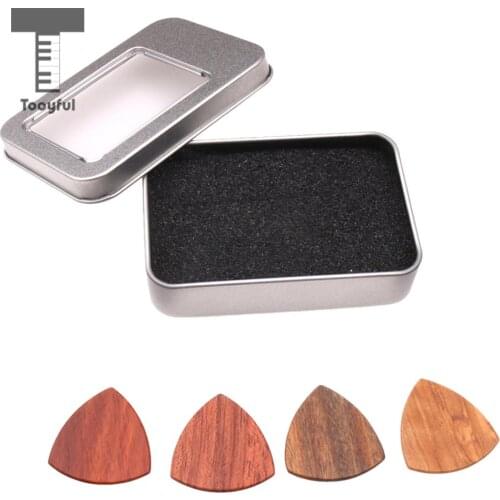 Tooyful Exquisite Solid Wood Guitars Bass Mandolin Banjo Picks with Iron Storage Box Set