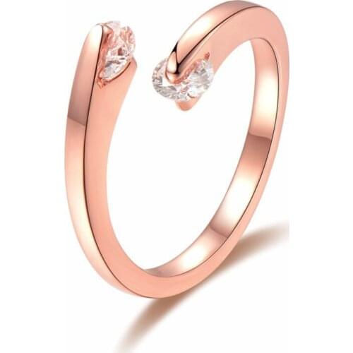 Jingyang Fashion Women Ring Charm Adjustable Rotatable Rose Gold Wedding for Female Party Jewelry Friendship Valentine Gifts