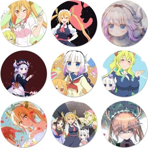 58mm Miss Kobayashis Dragon Maid Icons Pins Badge Decoration Brooches Metal Badges For Clothes Backpack Decoration