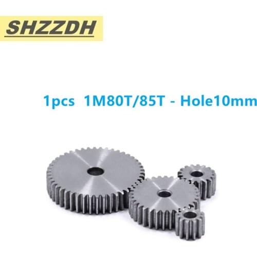 1pcs 1M 80T 85T inner hole 10mm spur gear standard hole 90 degree 45# steel quenching processing