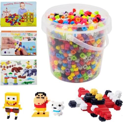 1000/3550pcs Puzzle Assembly Diamond Small Particle Building Block Plastic DIY Toys Science And Education Assembly Bucket Set