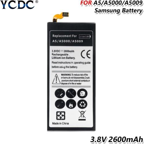 3.8V 2600mAh A5/A5000/A5009 Rechargeable Phone Battery Replacement For Samsung Galaxy SM-A500F SM-A500FU SM-A500K SM-A500H
