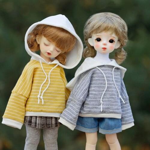 30cm doll clothes candy color striped hoodie fashion jacket for yosd, 1/6BJD baby clothes accessories for dolls