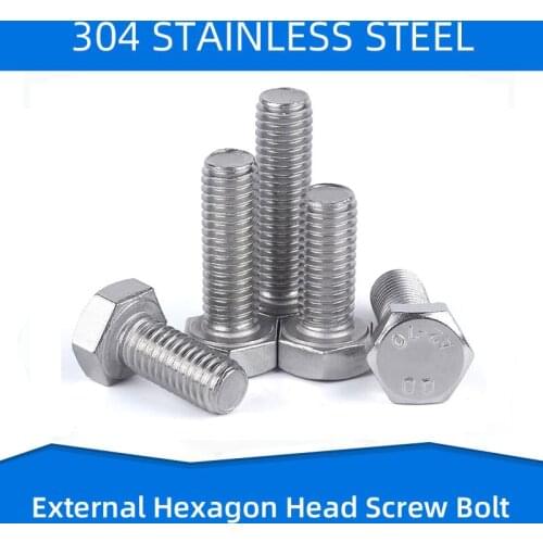 304 Stainless Steel External Hexagon Screw Bolt Outer Hex Screws with Full Thread Fasteners M6 M8