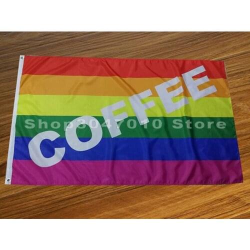 3x5ft Flag coffee flag with pride rainbow banner