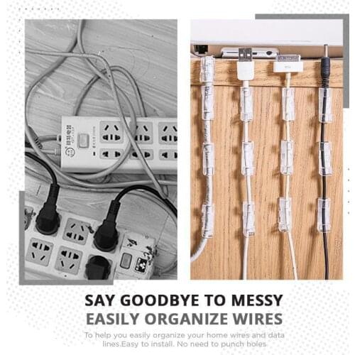 40pcs Finisher Wire Clamp Self-adhesive Wire Organizer Cable Clip Buckle Clips Ties Fixer Fastener Holder Data Telephone Line Wi