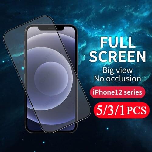 5/3/1Pcs Full Cover for IPhone 7 8 Plus 11 Pro 12 Mini X XS Max XR SE 2020 Phone Screen Protector Tempered Glass Protective Film