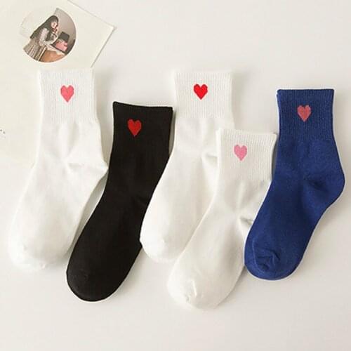 5 Colors 2017 New Women Socks Fashion Cotton Solid Socks 3D Love Heart Dot For Female Sweet Long Socks for Spring Summer